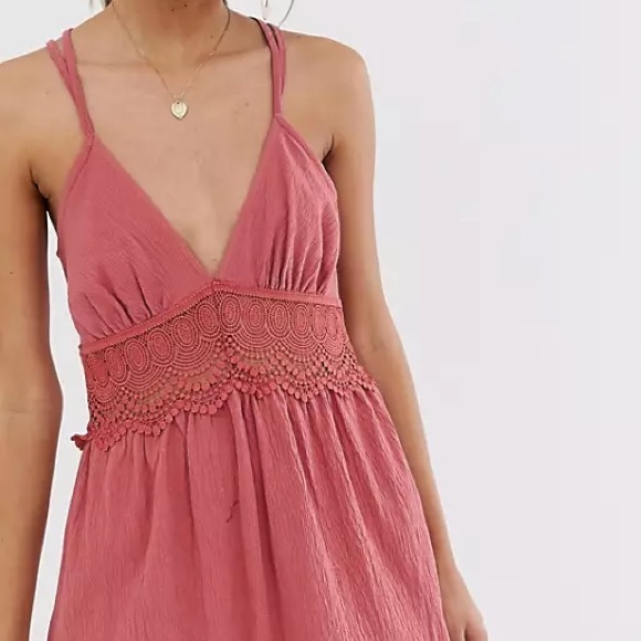 ASOS DESIGN textured mini skater sundress with crochet insert - Picture 3 of 3